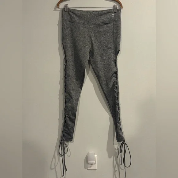Women's Gray Leggings with Side Ties NWT - Picture 3 of 6